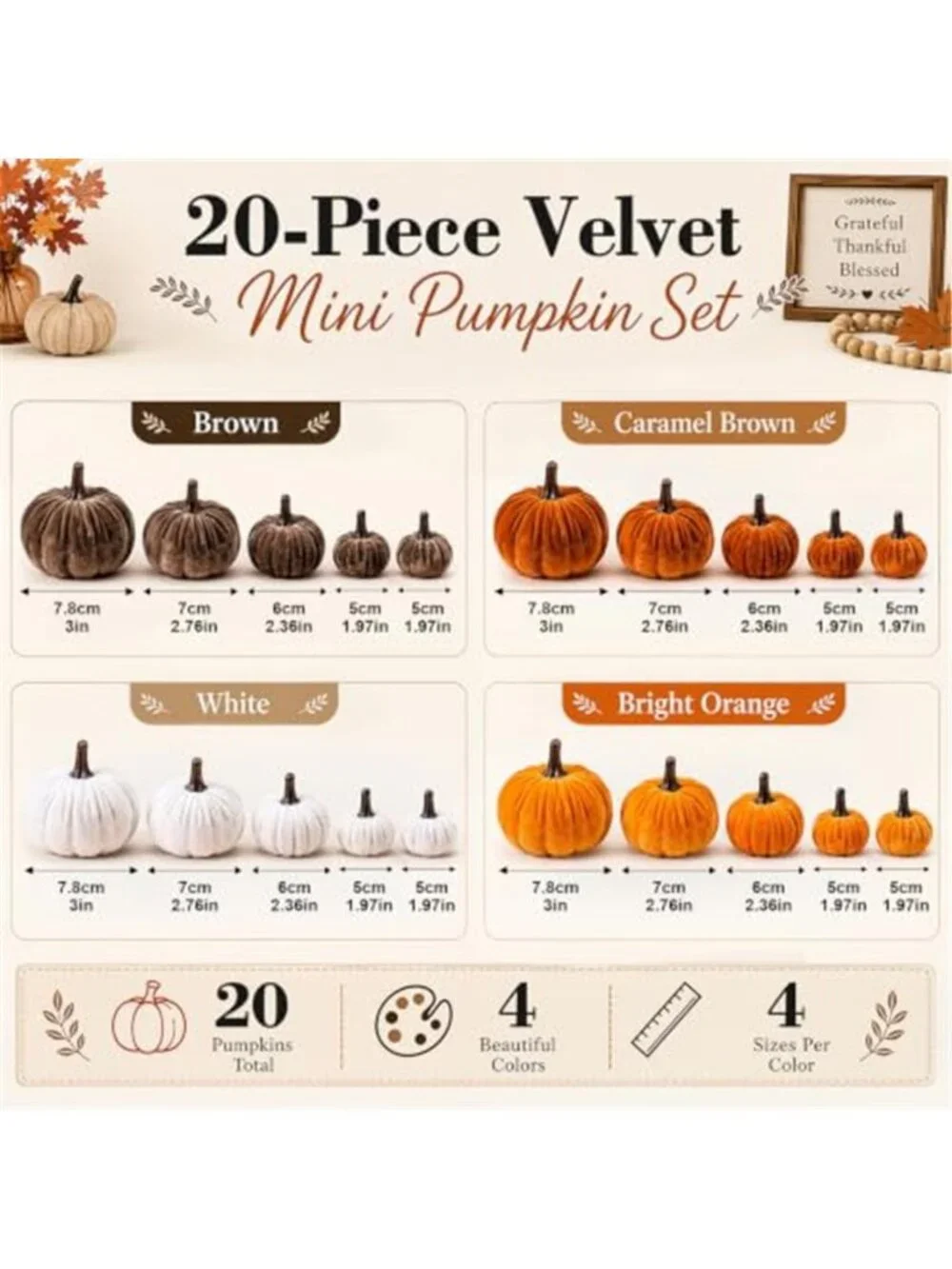 Fall Pumpkin Decor 20 PCS Fall Decorations for Home Fake Artificial